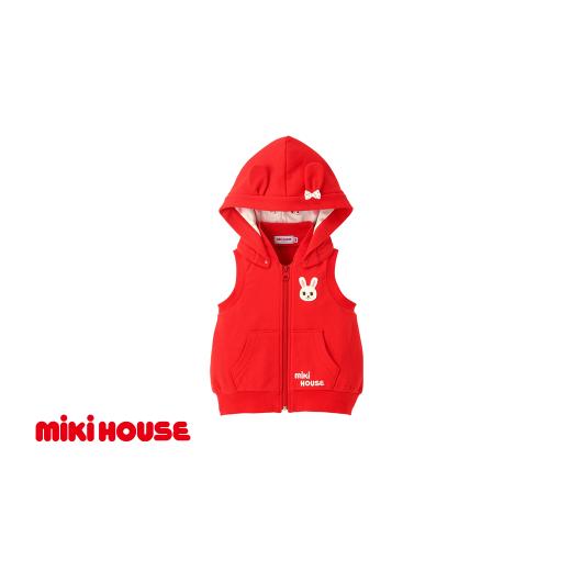 ふるさと納税 服 子ども 兵庫県 朝来市 ミキハウス フード付きベスト 赤−110cm (10-5706-494) ミキハウス mikihouse 子供服 子ども服 フード付きベスト 赤 …