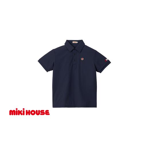 ふるさと納税 服 子ども 兵庫県 朝来市 ミキハウス エンブレム半袖ポロシャツ 大人用 紺−L (10-5573-496) ミキハウス mikihouse 大人用 半袖 ポロシャツ 紺…