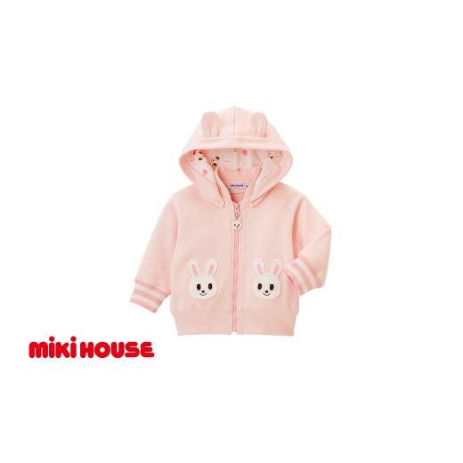 ふるさと納税 服 子ども 兵庫県 朝来市 ミキハウス 裏毛パイルパーカー サーモンピンク−100cm (10-3731-494) ミキハウス mikihouse 子供服 子ども服 裏毛 …