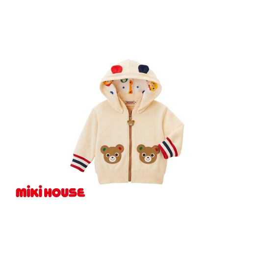 ふるさと納税 服 子ども 兵庫県 朝来市 ミキハウス 裏毛パイルパーカー アイボリー−100cm (10-3731-494) ミキハウス mikihouse 子供服 子ども服 裏毛 パイ…