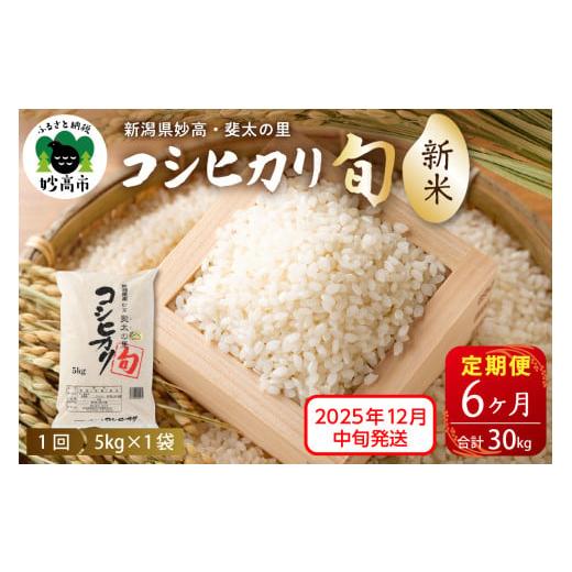 ふるさと納税 米 コシヒカリ 新潟県 妙高市 2025年12月中旬発送 定期便 令和7年産新潟県妙高産斐太の里コシヒカリ「旬」5kg×6回(計30kg) 2025年12月中旬よ…