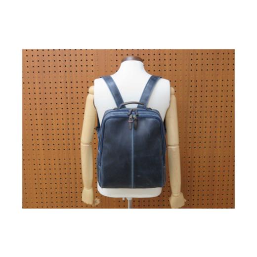 ふるさと納税 カバン リュック 兵庫県 豊岡市 レトロリュック (No.4990-60) ネイビー ／ 木和田 リュック リュックサック 2層式 仕分け収納 白化合皮 ポケット…の画像
