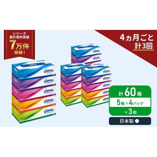 ふるさと納税 雑貨・日用品 宮城県 岩沼市 定期便 ティッシュ クリネックス 5箱入 × 4パック 《 4ヶ月ごと計 3回》 ティッシュ セット No.5704-1041_1