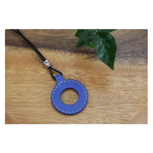 ふるさと納税 アクセサリー ネックレス 広島県 東広島市 レザーグラスホルダー(ステッチ有)青 青