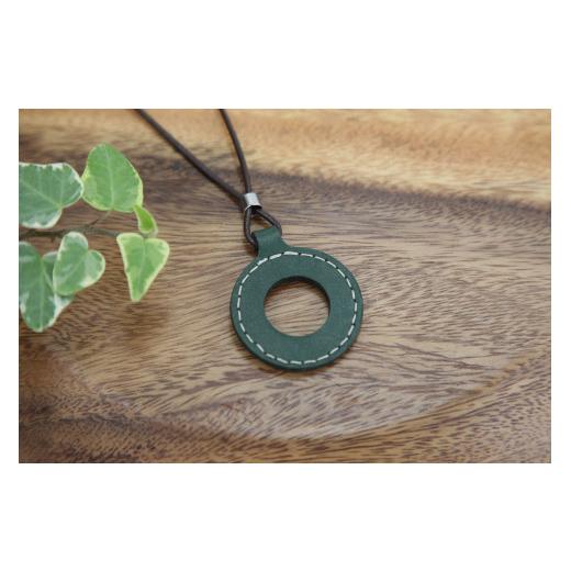 ふるさと納税 アクセサリー ネックレス 広島県 東広島市 レザーグラスホルダー(ステッチ有)緑 緑