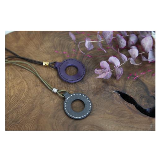 ふるさと納税 アクセサリー ネックレス 広島県 東広島市 レザーグラスホルダー(ステッチ有)紫 紫