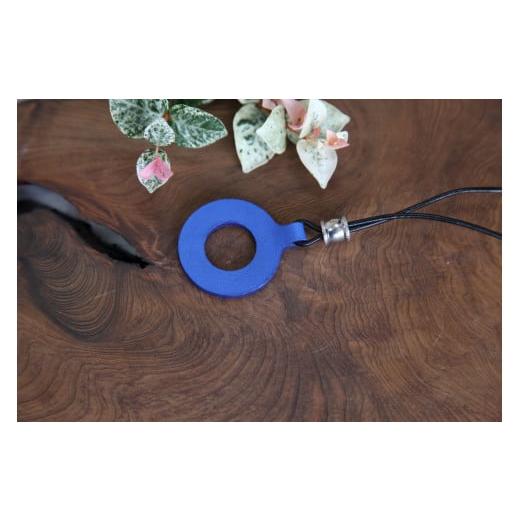 ふるさと納税 アクセサリー ネックレス 広島県 東広島市 レザーグラスホルダー(ステッチ無)青 青