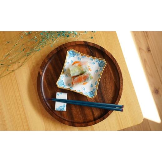 ふるさと納税 食器・グラス 小皿 佐賀県 有田町 有田焼 牡丹渕絞り 銘々皿 波型 箸置 セット 6点 富永陶磁器 正角皿 プレート 角皿 正角皿 デザート皿 11cm プ…の画像