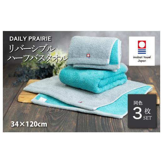 ふるさと納税 タオル・寝具 バスタオル 愛媛県 今治市 （今治タオルブランド認定品）DAILY PRAIRIE リバーシブルハーフバスタオル 3枚セット （グレー／ターコ…_1