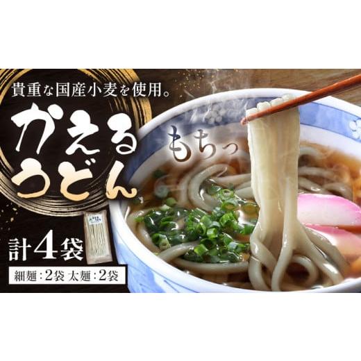 ふるさと納税 うどん 乾めん 栃木県 野木町 うどん かえるうどん 細麺 太麺 2種 4袋 野木町産小麦100%[30日以内に出荷予定(土日祝除く)] 宝咲屋 麺類 麺 栃…