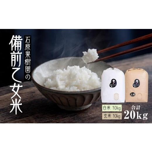 ふるさと納税 米 岡山県 岡山市 令和7年産 備前乙女米 20kg ( 白米 10kg + 玄米10kg)お米 精米 玄米 ライス 乳酸菌栽培 岡山県 石原果樹園
