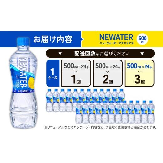ふるさと納税 水・ミネラルウォーター 500mL〜999mL 宮崎県 えびの市  3回定期便 アクエリアス ニューウォーター 500ml PET コカ・コーラ ペットボトル 1ケー…の画像