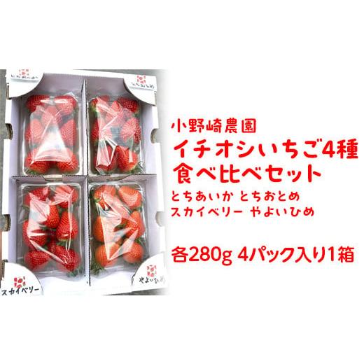 ふるさと納税 いちご 栃木県 塩谷町 先行受付 小野崎農園 イチオシいちご4種食べ比べセット (とちあいか とちおとめ スカイベリー やよいひめ各280g 4パック…