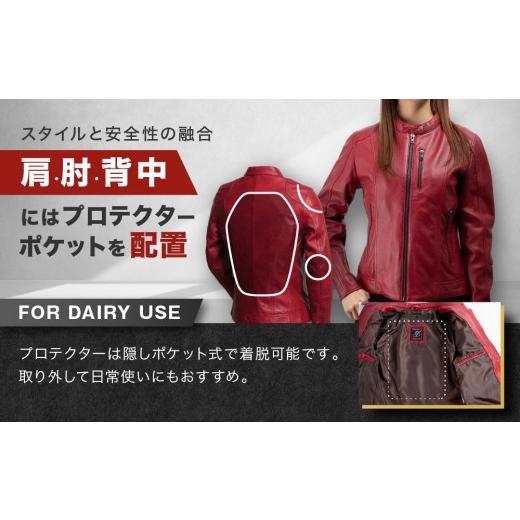 ふるさと納税 アウトドアグッズ ウェア 京都府 京都市  デグナー レディースレザージャケット FR20SJ-9 レッド Lサイズ｜バイク バイクギア バイク用品 バイク…_4