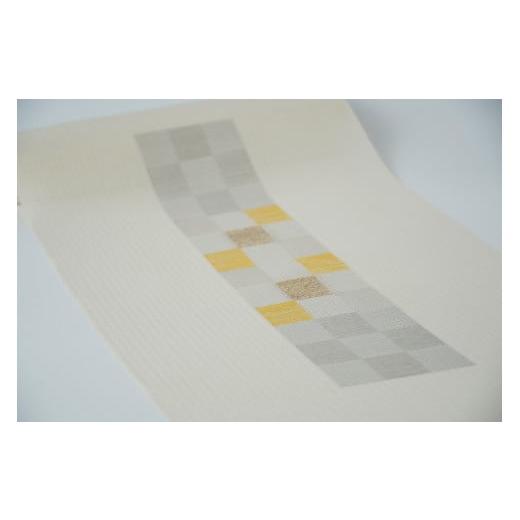 ふるさと納税 織物・繊維品 京都府 京丹後市  丹後の藤布 遊絲舎 八寸名古屋帯 「すかし市松文」（白）  仕立て方法：名古屋仕立て（総カガリ）  FY00106 …の画像
