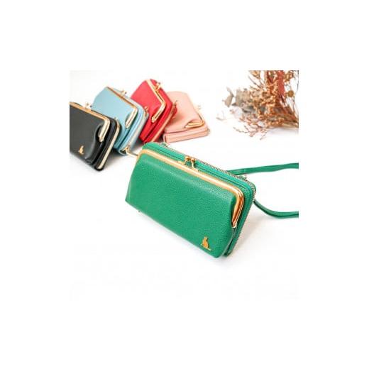 ふるさと納税 雑貨・日用品 愛知県 大府市 グリーン スマホショルダー お財布ショルダー がま口 がま口財布 スマホポーチ スマホポシェット グリーン