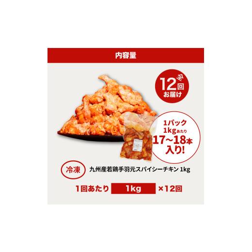 ふるさと納税 鶏肉 手羽 宮崎県 木城町  訳あり スパイシーチキン1kg×12回定期便 K16_T010の画像