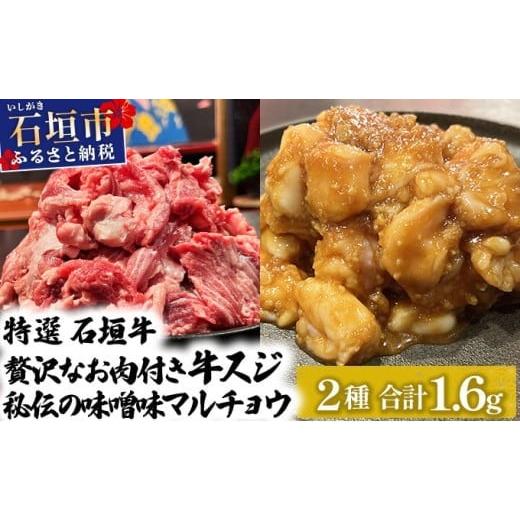ふるさと納税 牛肉 ホルモン 沖縄県 石垣市 2025年11月以降順次発送 特選石垣牛の牛スジと秘伝の味噌味マルチョウをご家庭で 牛スジ500g×2、味噌味マルチョ…