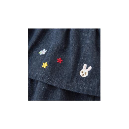 ふるさと納税 服 子ども 兵庫県 西脇市  ミキハウス ダブルフリルジャンパースカート Ｌサイズ （81-18）こども 子ども服 子ども 子供 子供服 播州織 mikihous…の画像