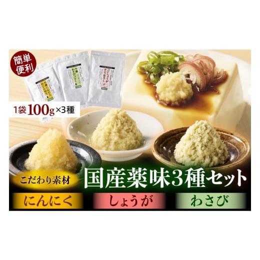 ふるさと納税 野菜類 薬味 北海道 芽室町 北海道十勝芽室町 簡単便利 薬味3種セット(にんにく・しょうが・わさび)各100g×3種 me011-009c 薬味3種セット
