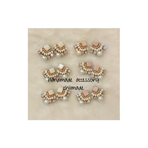 ふるさと納税 アクセサリー ピアス 奈良県 三宅町 ビーズ 刺繍 ひし形 ピアス イヤリング ジュエリー アクセサリー chiimade:ピアス ミントグリーン ピアス…