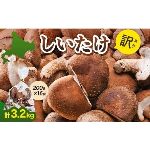 ふるさと納税 野菜類 きのこ 北海道 下川町 2025年12月発送 生しいたけ 形が悪いなどの訳あり品 3.2kg(200g×16袋) F4G-0266 2025年12月発送