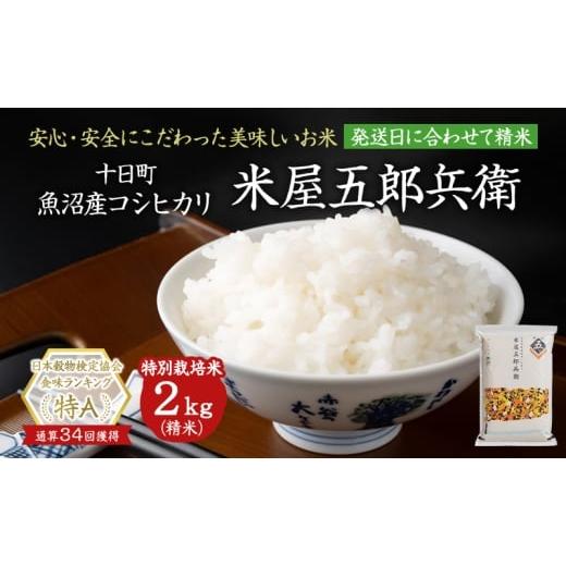 ふるさと納税 米 コシヒカリ 新潟県 十日町市 令和7年産米 魚沼コシヒカリ 米屋五郎兵衛特栽米2kg 選べる配送時期 お米 精米 こめ ご飯 白米 特別栽培 令和7…