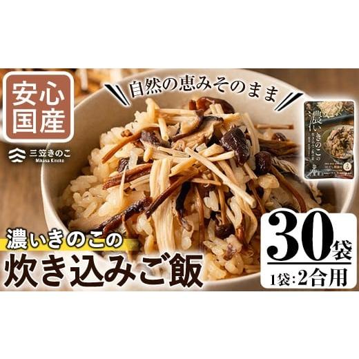 ふるさと納税 野菜類 きのこ 鹿児島県 阿久根市 国産のえのきやきのこ使用 濃いきのこの炊き込みご飯の素(2合用×30袋) 国産 だし醤油 きのこご飯 椎茸 しいた…_1