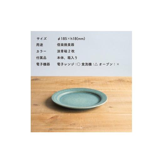 ふるさと納税 食器・グラス 皿 滋賀県 甲賀市 リムプレートM 淡青磁2枚セット s18-di14-A8 信楽焼・明山の画像
