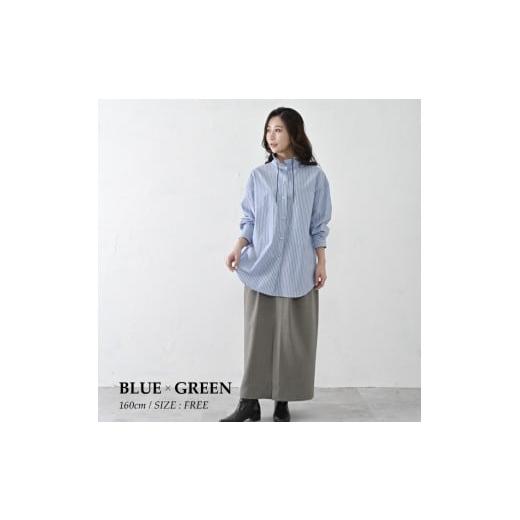 ふるさと納税 服 女 兵庫県 西脇市 THE INDUSTRY WORKS ベーシックスタンドカラーシャツ(ブルー×グリーン)・1着 TIW-W036(74-28) レディース カジュア…