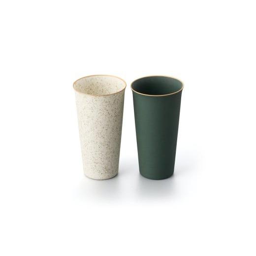 ふるさと納税 食器・グラス タンブラー 佐賀県 伊万里市 タンブラー Tumbler Nashiji White\u0026Green 028-H1163の画像