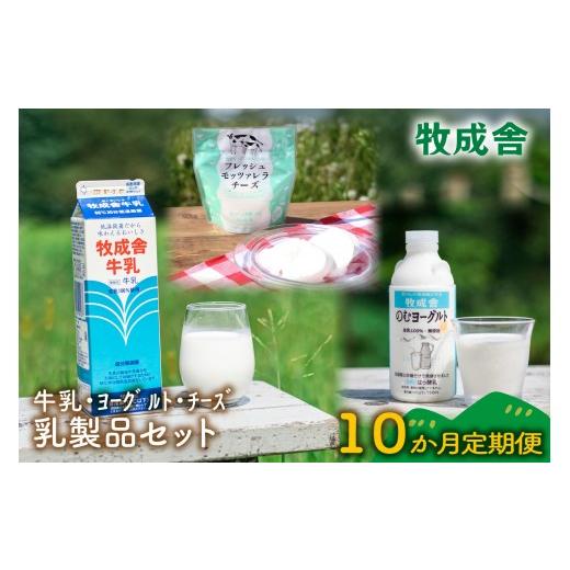 ふるさと納税 飲料類 牛乳 岐阜県 高山市  定期10か月便 牧成舎の牛乳・のむヨーグルト・モッツァレラセット（全3品）DF254の画像