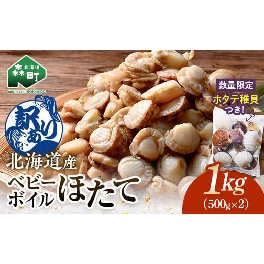 ふるさと納税 魚貝類 ホタテ 北海道 森町 訳あり 北海道・噴火湾産冷凍ベビーボイルほたて(サイズ不選別品)1kg(500g×2)+噴火湾産ホタテ稚貝300gセット …