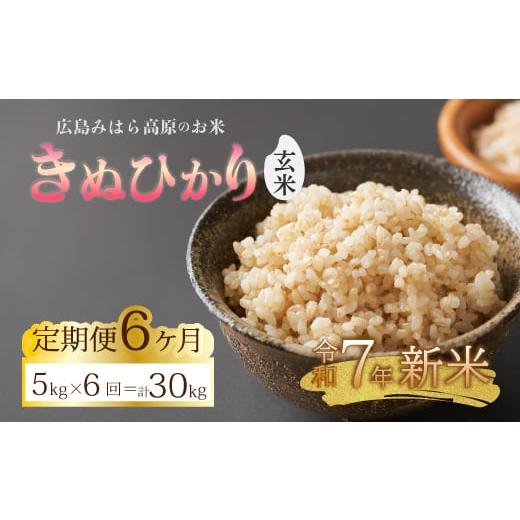 ふるさと納税 米 広島県 三原市 令和7年新米 6か月定期便 きぬひかり 玄米5kg お米 米 精米 ごはん ご飯 広島県 三原市 220022