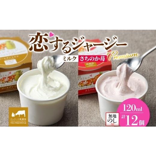 ふるさと納税 菓子 アイス 岡山県 真庭市  ジェラート醍醐桜 熨斗 恋するジャージーPremium2種 （ゴールデンミルク＆さちのか苺）計12個セット ／ 岡山 真庭 …_1