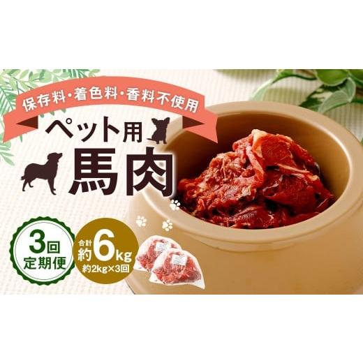 ふるさと納税 馬肉 熊本県 相良村 3回定期便 ペット用 馬肉 約2kg(約1kg×2袋)×3回 計約6kg 馬 お肉 肉 ペットフード ドッグフード キャットフード おやつ…