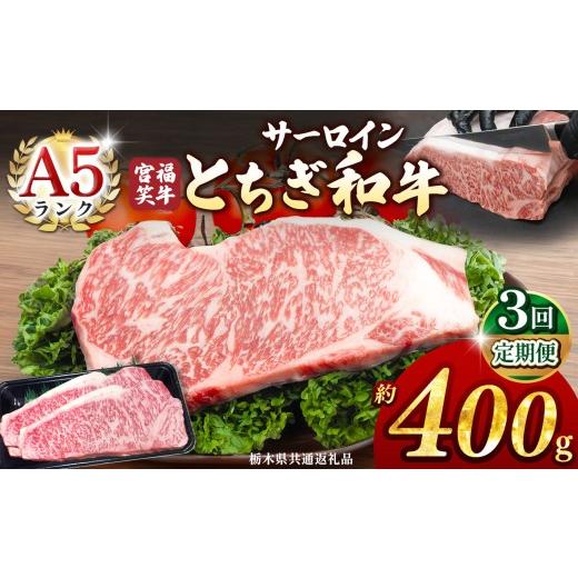 ふるさと納税 牛肉 サーロイン 栃木県 真岡市 定期便3回 宮福笑牛(とちぎ和牛) A5 サーロインステーキ 約200gx2枚 | 牛肉 和牛 ステーキ 定期便 サーロイン …