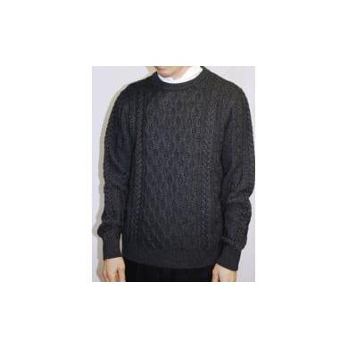 ふるさと納税 服 男 新潟県 五泉市 セーター メンズ ニット アラン柄 ( チャコールグレー・L ) ウール100% | 長袖 無地 ウール カジュアル シンプル おしゃれ…