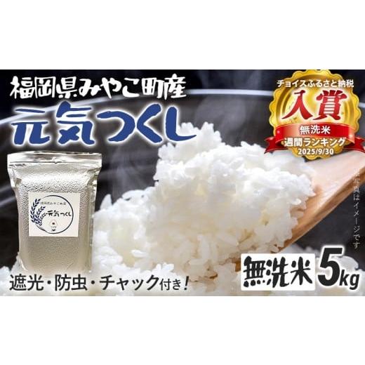 ふるさと納税 無洗米 福岡県 みやこ町 福岡県 みやこ町産 元気つくし (無洗米) 5kg 期間限定 米 チャック付き チャック 防虫 ごはん おにぎり おやつ 福岡県…