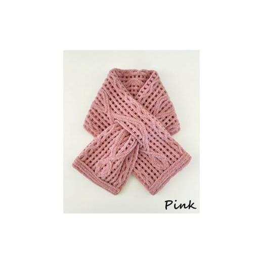 ふるさと納税 小物 ストール・マフラー 新潟県 五泉市 ショートマフラー アーガイル柄 ウール混 コード刺繍 ( ピンク ) レディース 日本製 | おしゃれ シンプ…