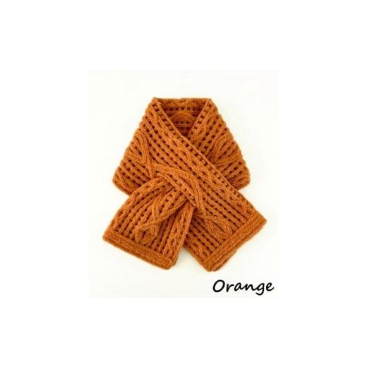 ふるさと納税 小物 ストール・マフラー 新潟県 五泉市 ショートマフラー アーガイル柄 ウール混 コード刺繍 ( オレンジ ) レディース 日本製 | おしゃれ シン…