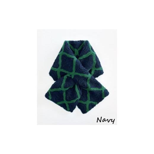 ふるさと納税 小物 ストール・マフラー 新潟県 五泉市 ショートマフラー モロッカン柄 ウール混 コード刺繍 ( ネイビー ) レディース 日本製 | おしゃれ シン…