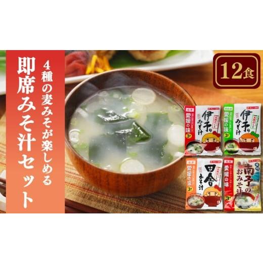 ふるさと納税 惣菜・レトルト 愛媛県 松前町 4種 麦みそ が楽しめる即席みそ汁セット(12食入り)| 即席 レトルト 味噌 味噌汁 みそ汁 簡単 便利 具だくさん …