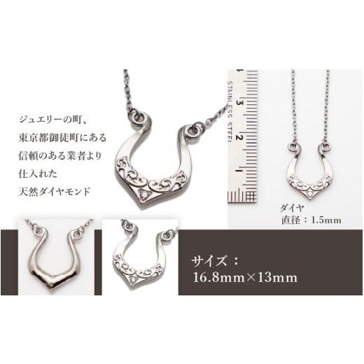 ふるさと納税 アクセサリー ネックレス 福井県 坂井市 天然 ダイヤ 0.014ct チタンネックレス／Horse Shoeアカンサス／ダイヤ石留 チェーンの長さ：42cm 幅1.3…_5