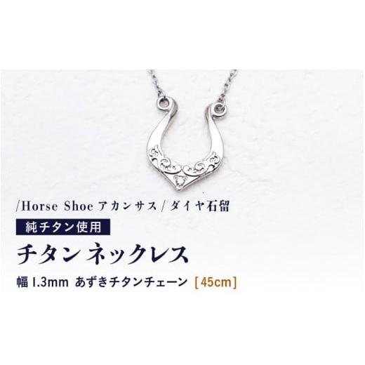ふるさと納税 アクセサリー ネックレス 福井県 坂井市 天然 ダイヤ 0.014ct チタンネックレス/Horse Shoeアカンサス/ダイヤ石留 チェーンの長さ:45cm 幅1.3…