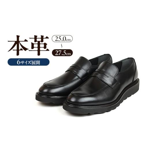 ふるさと納税 ファッション 靴 奈良県 大和郡山市 0288 カジュアルシューズ ローファー 3Eウィズ BLACK(ブラック) メンズ ファッション 靴 シューズ 本革 …