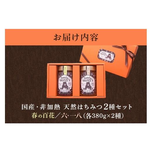 ふるさと納税 加工品等 はちみつ 岐阜県 八百津町 193. 国産天然 非加熱はちみつ 380g 2本セット 「春の百花」「6.18」 各380g 計2本「春の百花」「6.18」の画像