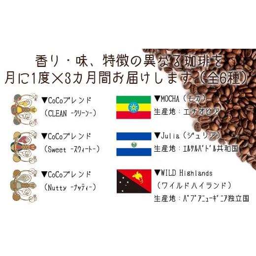 ふるさと納税 コーヒー コーヒー豆 兵庫県 宝塚市 宝塚 3ヶ月の定期便（当日自家焙煎珈琲豆6種 計1200g）Type2 豆 豆_3
