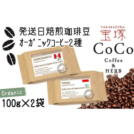 ふるさと納税 コーヒー コーヒー豆 兵庫県 宝塚市 宝塚 オーガニック珈琲 当日自家焙煎珈琲100g×2種miniサイズ 粉 粉