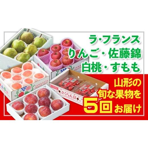 ふるさと納税 梨 山形県 山形市 定期便5回 フルーツ王国山形 『佐藤錦、白桃、すもも、ラ・フランス、りんご』 FY25-321